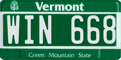 VT license plate WIN668