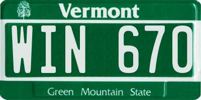 VT license plate WIN670