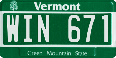 VT license plate WIN671