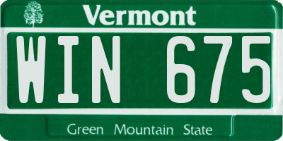 VT license plate WIN675
