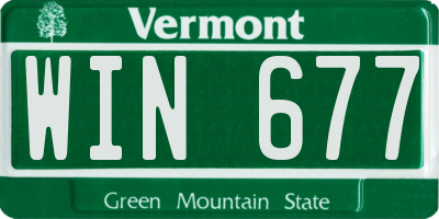 VT license plate WIN677