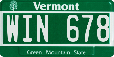 VT license plate WIN678