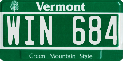 VT license plate WIN684