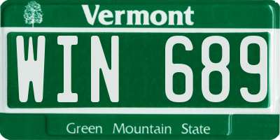 VT license plate WIN689