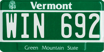 VT license plate WIN692