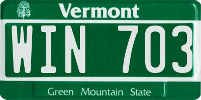 VT license plate WIN703
