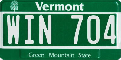 VT license plate WIN704