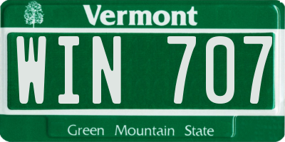 VT license plate WIN707