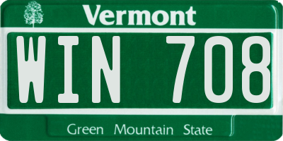 VT license plate WIN708