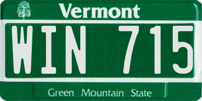 VT license plate WIN715