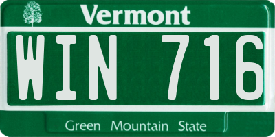 VT license plate WIN716