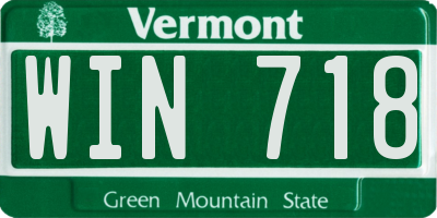 VT license plate WIN718