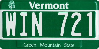 VT license plate WIN721