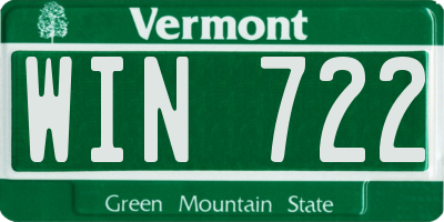 VT license plate WIN722