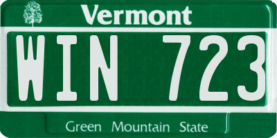 VT license plate WIN723