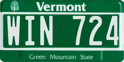 VT license plate WIN724