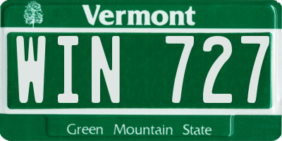 VT license plate WIN727