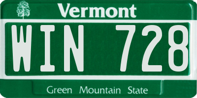 VT license plate WIN728