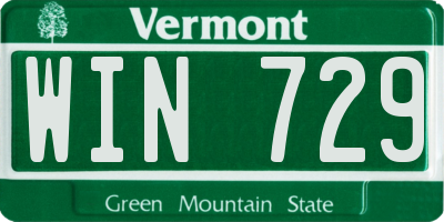 VT license plate WIN729