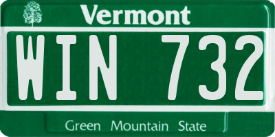 VT license plate WIN732