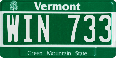 VT license plate WIN733
