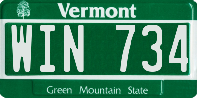 VT license plate WIN734