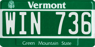 VT license plate WIN736