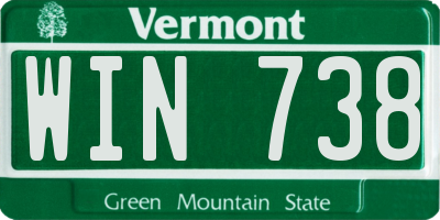 VT license plate WIN738