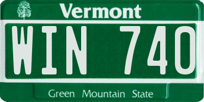 VT license plate WIN740