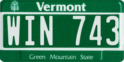 VT license plate WIN743
