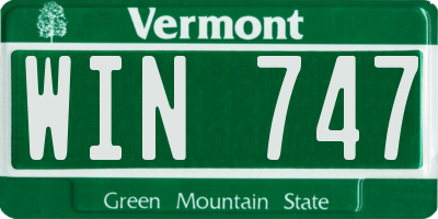 VT license plate WIN747