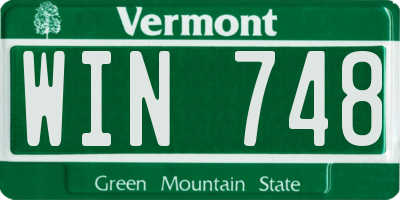 VT license plate WIN748