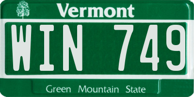 VT license plate WIN749