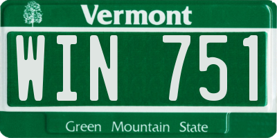VT license plate WIN751