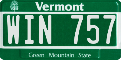 VT license plate WIN757