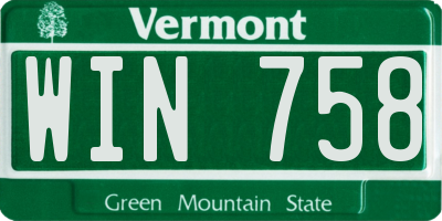 VT license plate WIN758