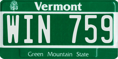 VT license plate WIN759