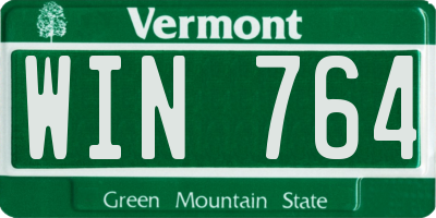 VT license plate WIN764