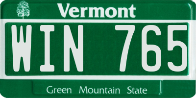 VT license plate WIN765