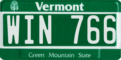 VT license plate WIN766