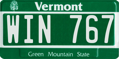 VT license plate WIN767