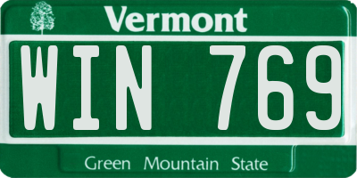 VT license plate WIN769