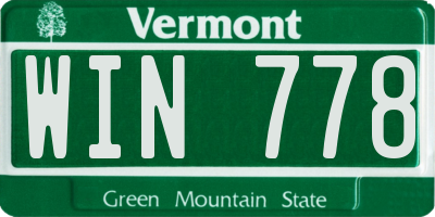 VT license plate WIN778