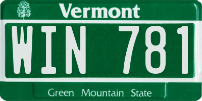 VT license plate WIN781