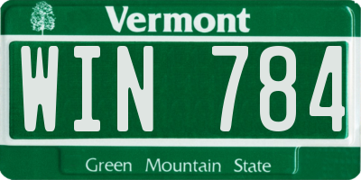 VT license plate WIN784