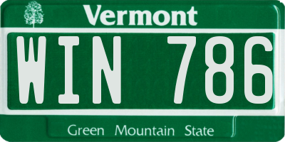 VT license plate WIN786