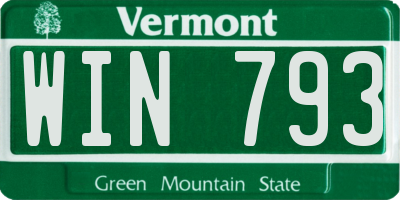 VT license plate WIN793