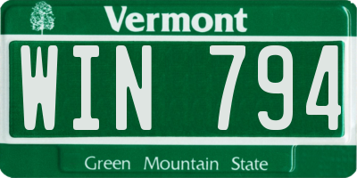 VT license plate WIN794