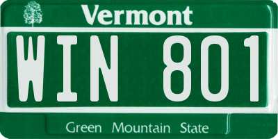 VT license plate WIN801