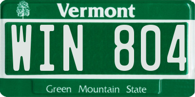 VT license plate WIN804